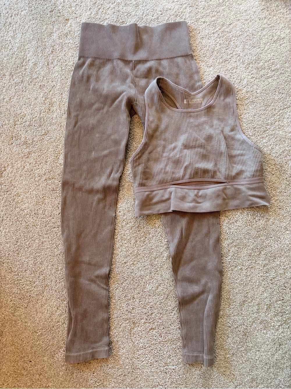 Forever 21 Ribbed Two-Piece Set - Light Brown